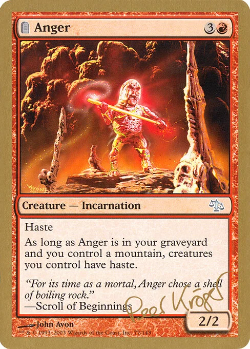 Anger, carta Magic di tipo Creature — Incarnation illustrata da John Avon