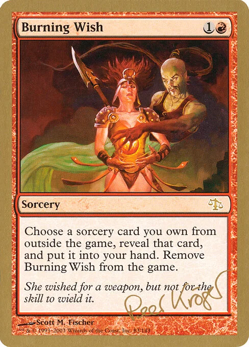 Burning Wish, carta Magic di tipo Sorcery illustrata da Scott M. Fischer