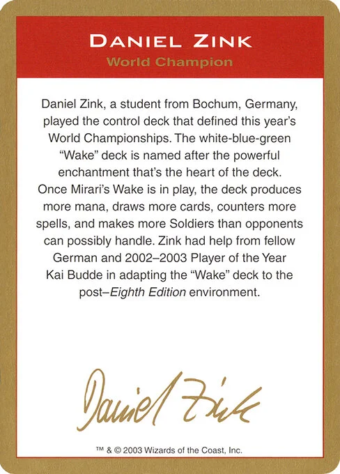 Daniel Zink Bio, carta Magic di tipo Card