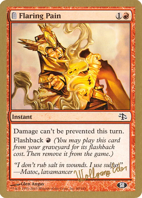 Flaring Pain, carta Magic di tipo Instant illustrata da Glen Angus