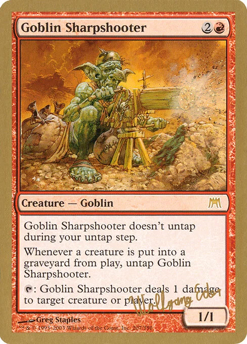 Goblin Sharpshooter, carta Magic di tipo Creature — Goblin illustrata da Greg Staples