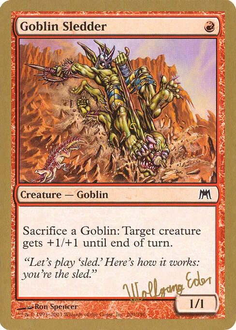 Goblin Sledder, carta Magic di tipo Creature — Goblin illustrata da Ron Spencer