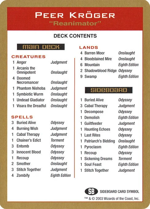 Peer Kröger Decklist, carta Magic di tipo Card