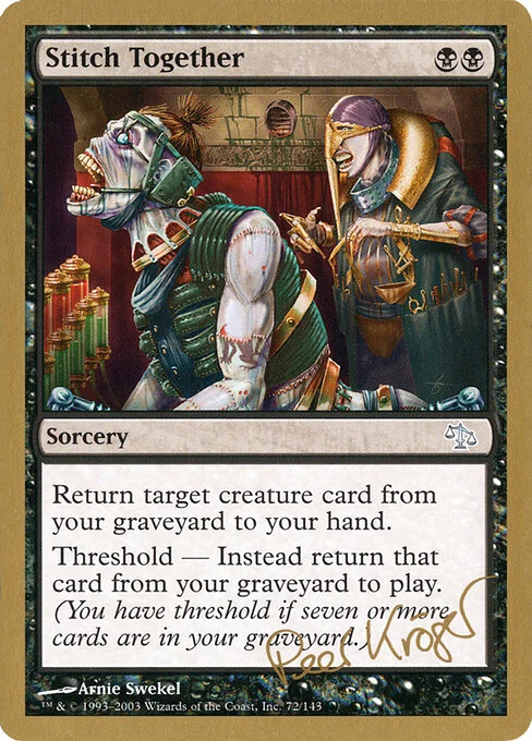 Stitch Together, carta Magic di tipo Sorcery illustrata da Arnie Swekel