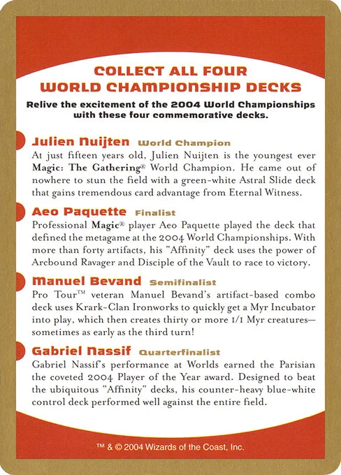 2004 World Championships Ad, carta Magic di tipo Card