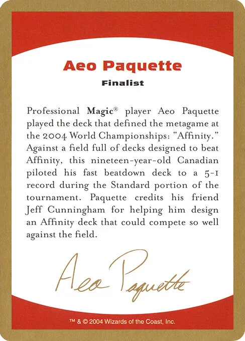 Aeo Paquette Bio, carta Magic di tipo Card