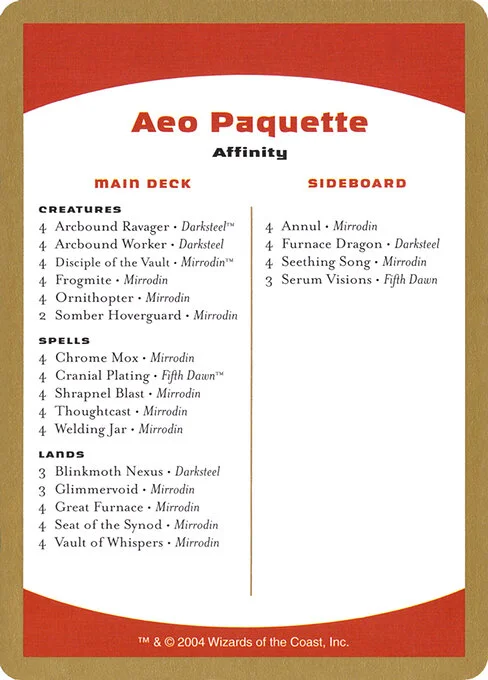 Aeo Paquette Decklist, carta Magic di tipo Card