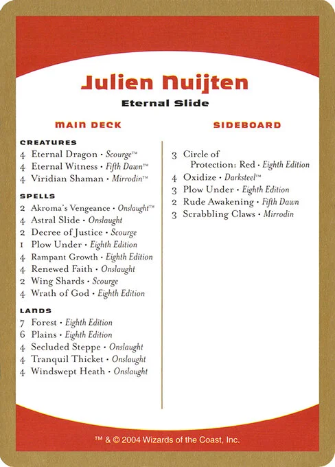 Julien Nuijten Decklist, carta Magic di tipo Card