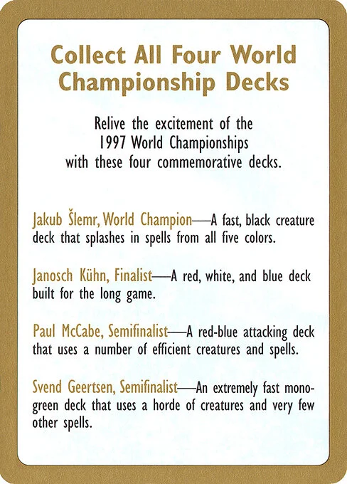 1997 World Championships Ad, carta Magic di tipo Card