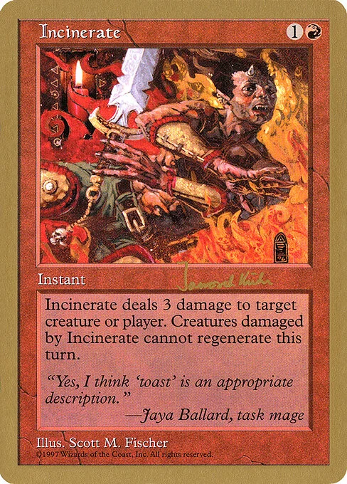 Incinerate, carta Magic di tipo Instant illustrata da Scott M. Fischer