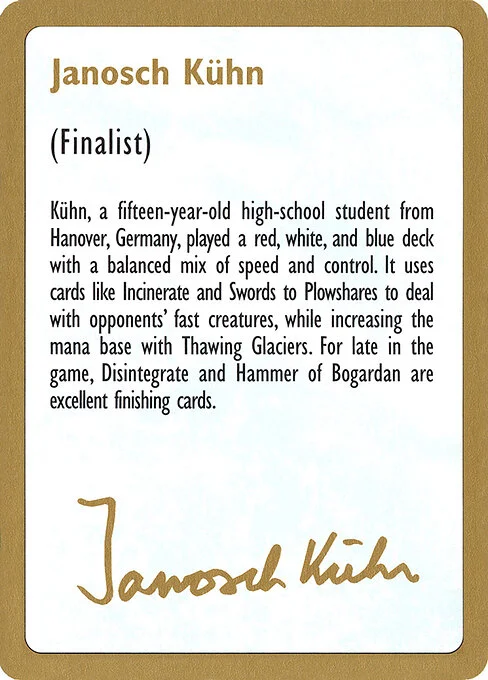 Janosch Kühn Bio (1997), carta Magic di tipo Card