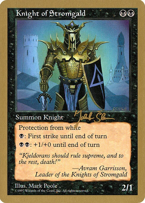 Knight of Stromgald, carta Magic di tipo Creature — Human Knight illustrata da Mark Poole