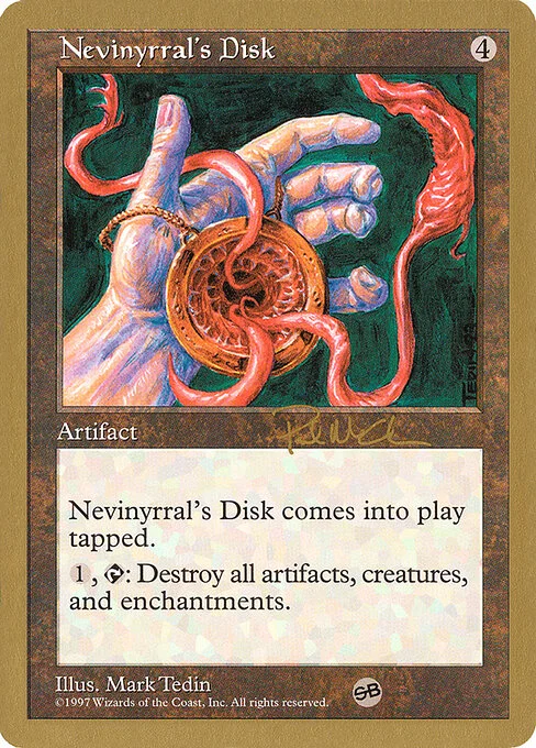 Nevinyrral's Disk, carta Magic di tipo Artifact illustrata da Mark Tedin