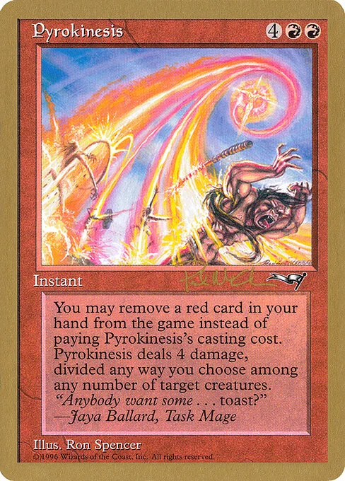 Pyrokinesis, carta Magic di tipo Instant illustrata da Ron Spencer