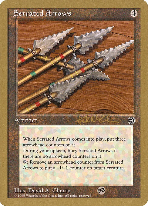 Serrated Arrows, carta Magic di tipo Artifact illustrata da David A. Cherry