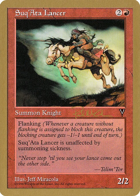 Suq'Ata Lancer, carta Magic di tipo Creature — Human Knight illustrata da Jeff Miracola