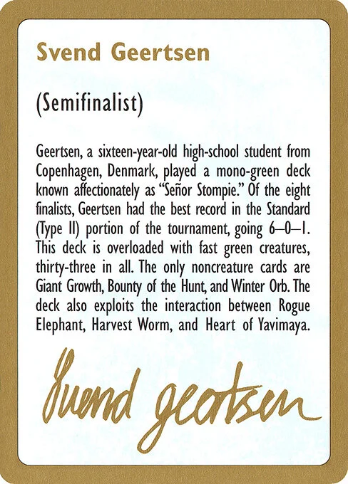 Svend Geertsen Bio, carta Magic di tipo Card