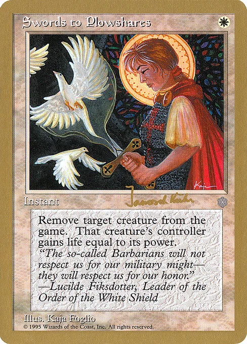 Swords to Plowshares, carta Magic di tipo Instant illustrata da Kaja Foglio