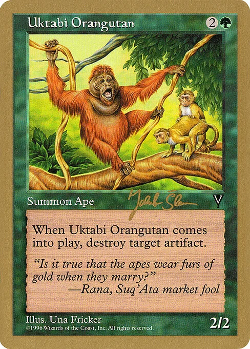 Uktabi Orangutan, carta Magic di tipo Creature — Ape illustrata da Una Fricker