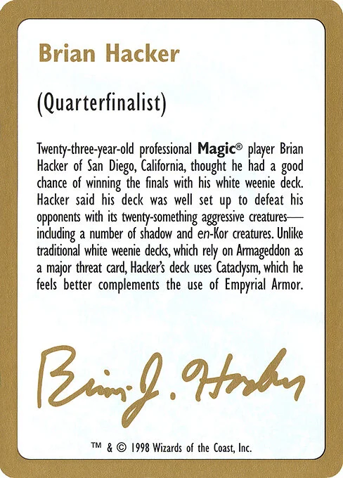 Brian Hacker Bio, carta Magic di tipo Card