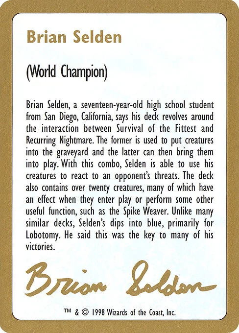 Brian Selden Bio, carta Magic di tipo Card