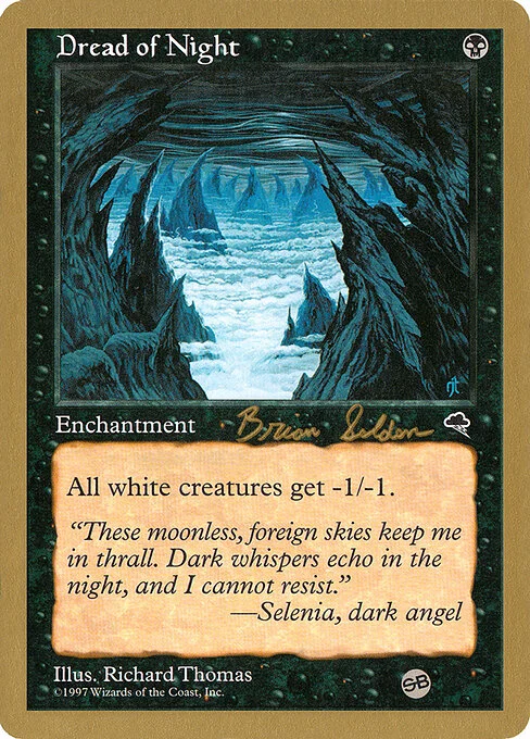 Dread of Night, carta Magic di tipo Enchantment illustrata da Richard Thomas