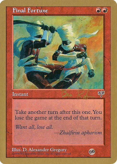 Final Fortune, carta Magic di tipo Instant illustrata da D. Alexander Gregory