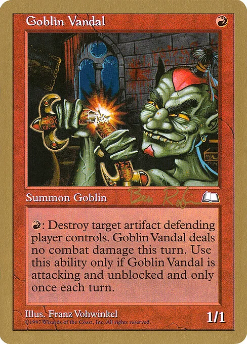 Goblin Vandal, carta Magic di tipo Creature — Goblin Rogue illustrata da Franz Vohwinkel