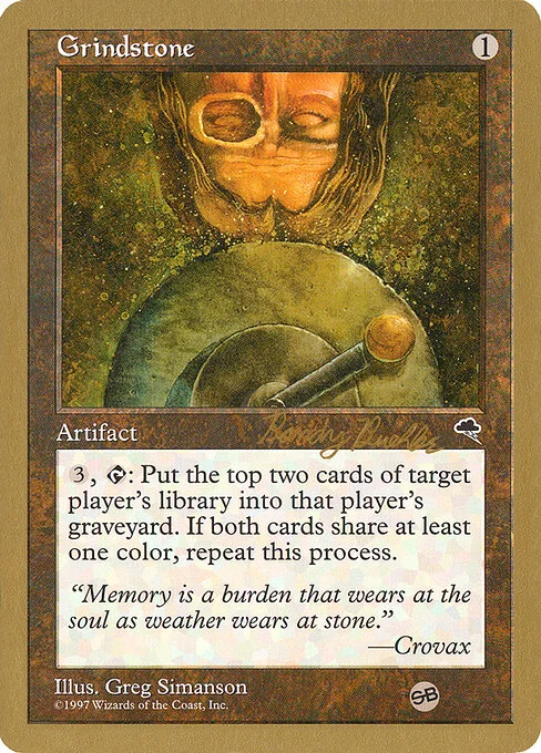 Grindstone, carta Magic di tipo Artifact illustrata da Greg Simanson