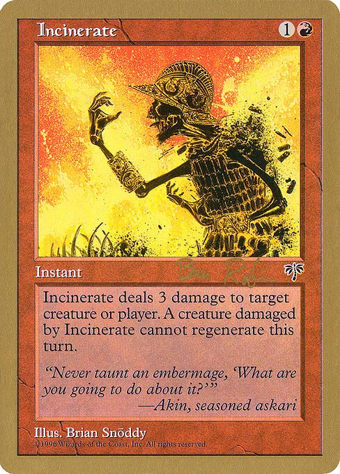 Incinerate, carta Magic di tipo Instant illustrata da Brian Snõddy