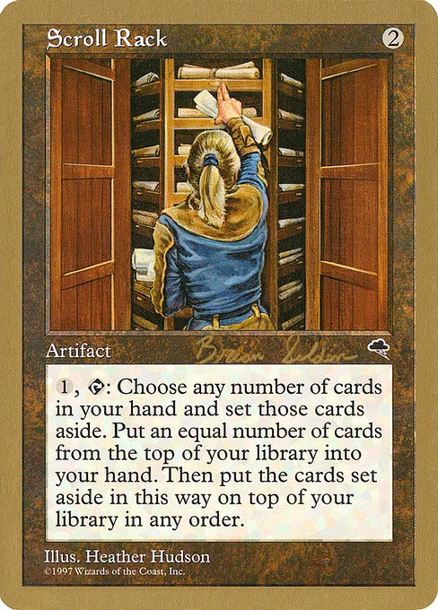 Scroll Rack, carta Magic di tipo Artifact illustrata da Heather Hudson