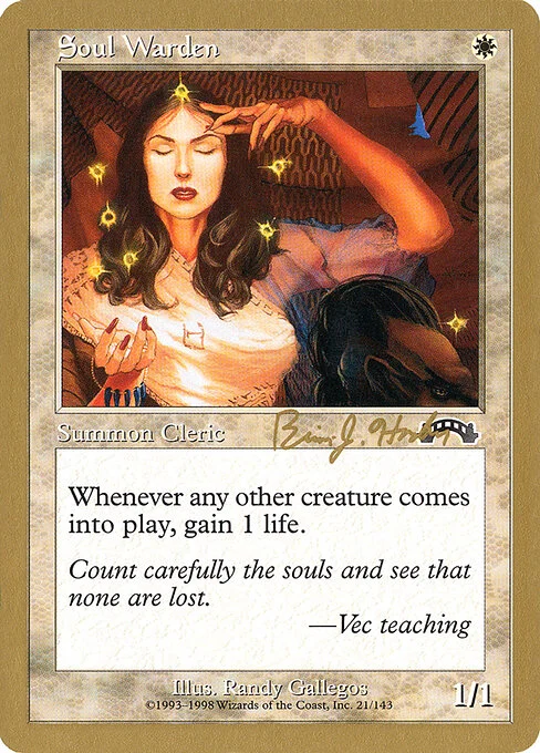 Soul Warden, carta Magic di tipo Creature — Human Cleric illustrata da Randy Gallegos