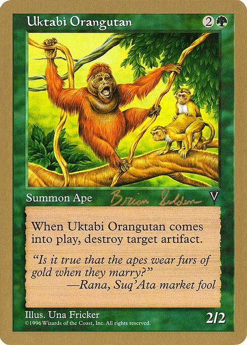 Uktabi Orangutan, carta Magic di tipo Creature — Ape illustrata da Una Fricker