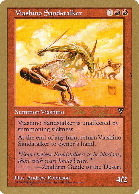 Viashino Sandstalker, carta Magic di tipo Creature — Lizard Warrior illustrata da Andrew Robinson
