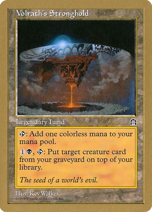 Volrath's Stronghold, carta Magic di tipo Legendary Land illustrata da Kev Walker