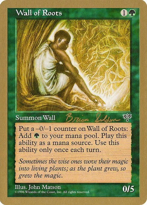 Wall of Roots, carta Magic di tipo Creature — Plant Wall illustrata da John Matson