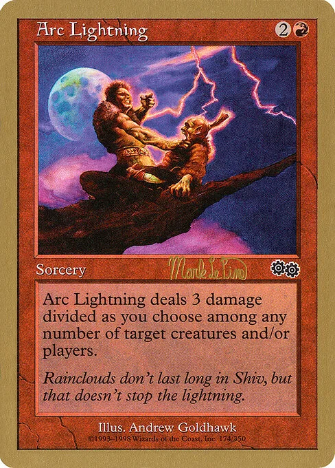 Arc Lightning, carta Magic di tipo Sorcery illustrata da Andrew Goldhawk