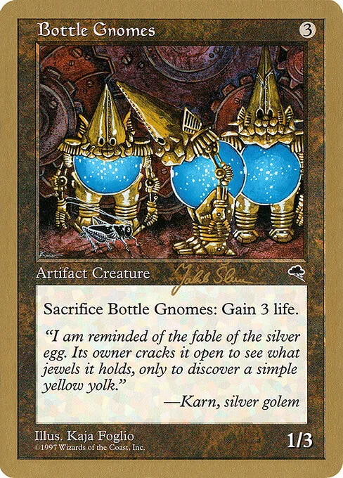 Bottle Gnomes, carta Magic di tipo Artifact Creature — Gnome illustrata da Kaja Foglio