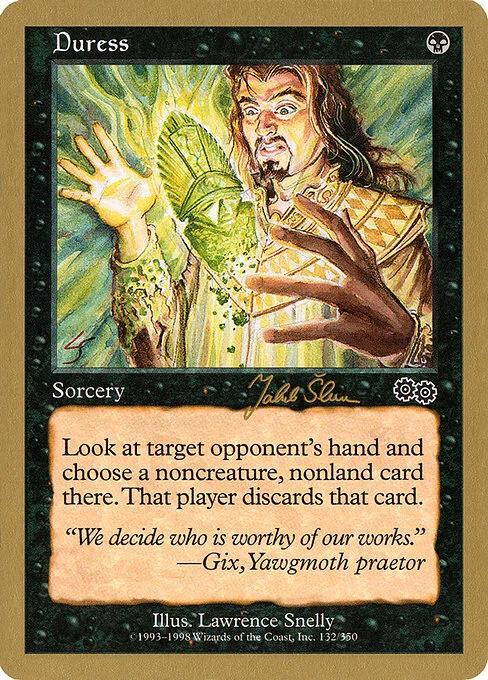 Duress, carta Magic di tipo Sorcery illustrata da Lawrence Snelly