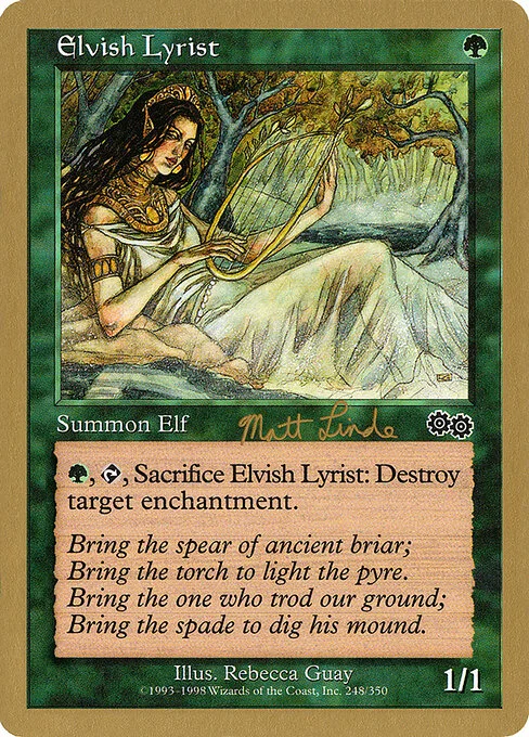 Elvish Lyrist, carta Magic di tipo Creature — Elf illustrata da Rebecca Guay