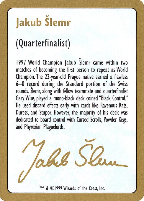 Jakub Šlemr Bio (1999), carta Magic di tipo Card