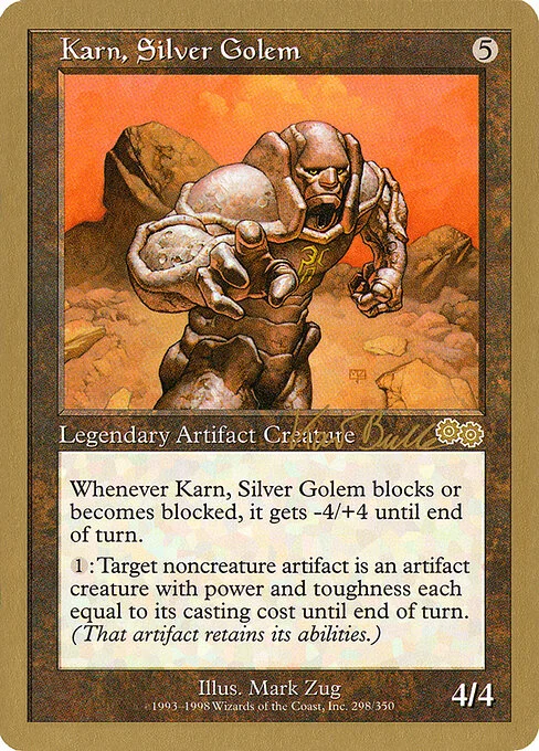 Karn, Silver Golem, carta Magic di tipo Legendary Artifact Creature — Golem illustrata da Mark Zug