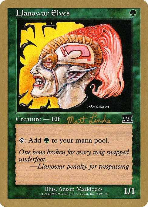 Llanowar Elves, carta Magic di tipo Creature — Elf Druid illustrata da Anson Maddocks