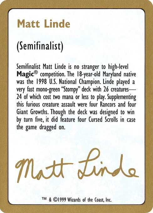 Matt Linde Bio, carta Magic di tipo Card