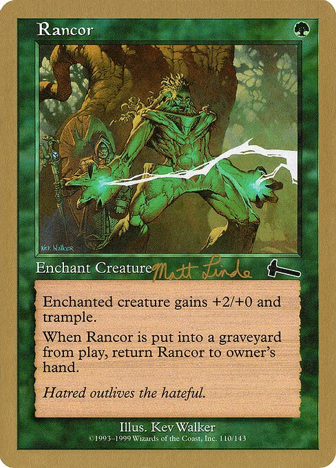 Rancor, carta Magic di tipo Enchantment — Aura illustrata da Kev Walker