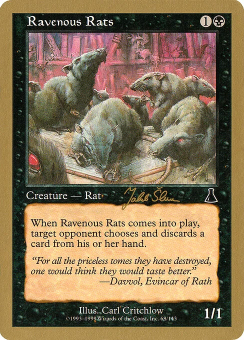 Ravenous Rats, carta Magic di tipo Creature — Rat illustrata da Carl Critchlow