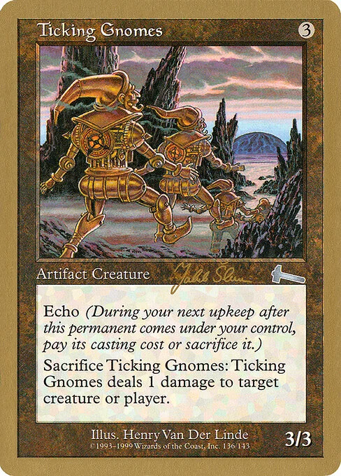 Ticking Gnomes, carta Magic di tipo Artifact Creature — Gnome illustrata da Henry Van Der Linde