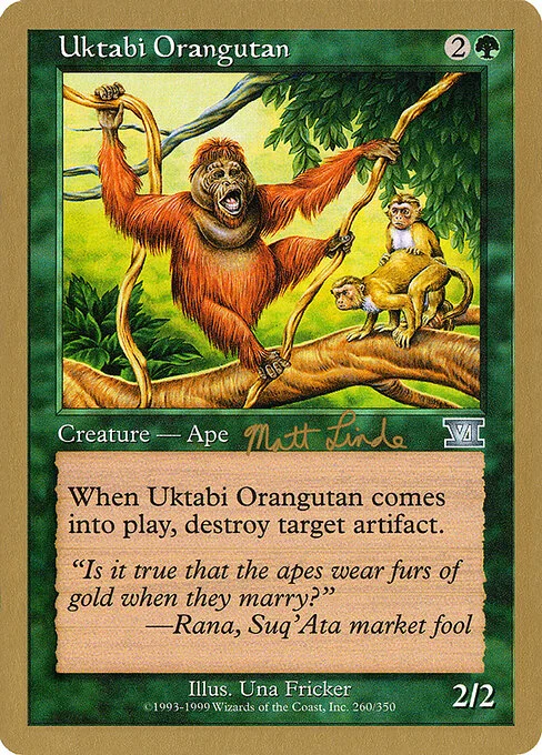 Uktabi Orangutan, carta Magic di tipo Creature — Ape illustrata da Una Fricker