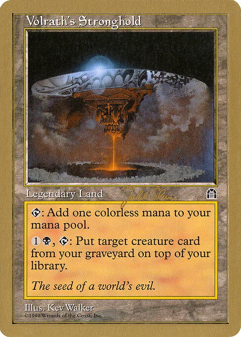Volrath's Stronghold, carta Magic di tipo Legendary Land illustrata da Kev Walker