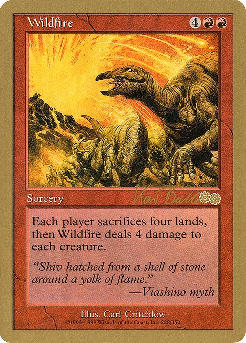 Wildfire, carta Magic di tipo Sorcery illustrata da Carl Critchlow